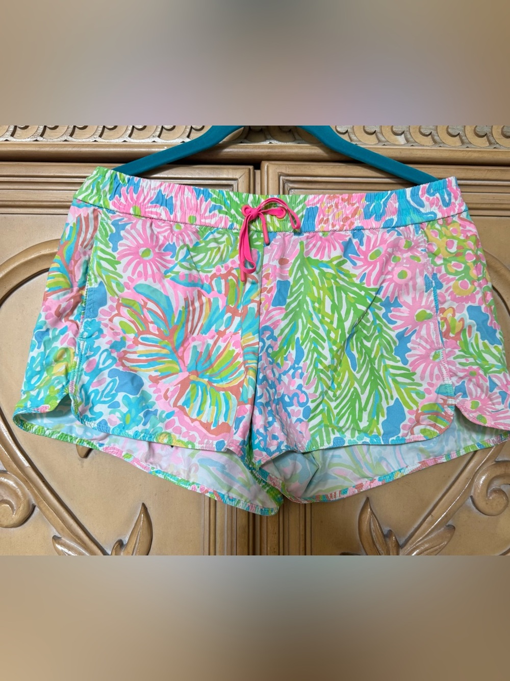 Lilly Pulitzer Pink Blue Green Floral Drawstring Shorts